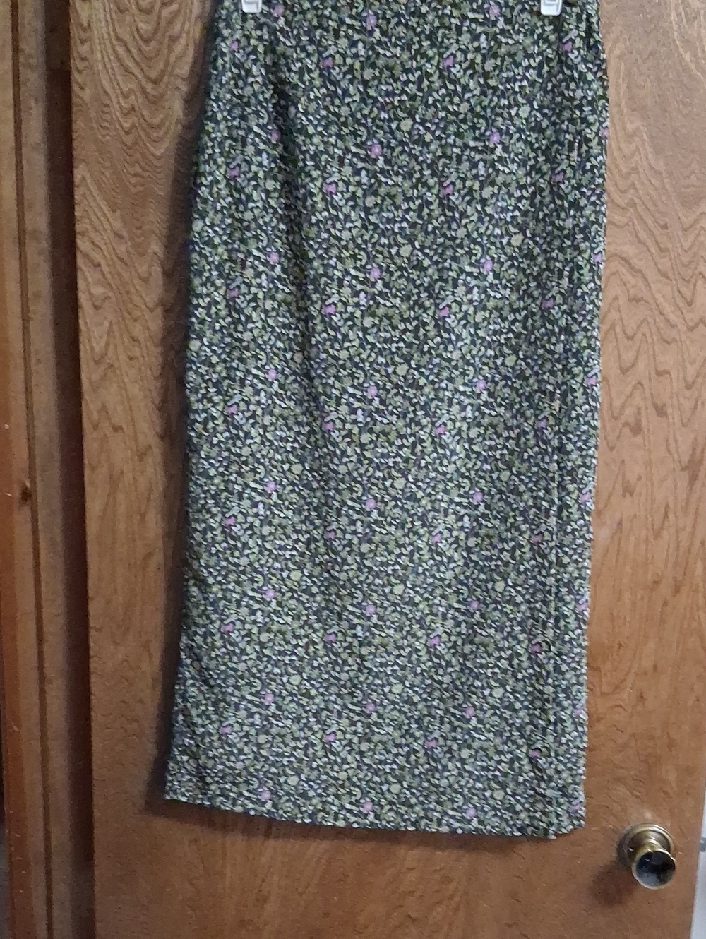 Studio C Olive Floral Wrap Midi Skirt with Pink Accents